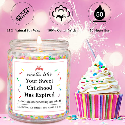 18th Birthday Vanilla Birthday Cake Scented Candle for Girls