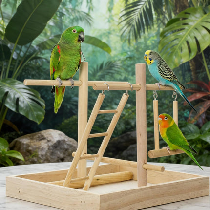 4-Piece Natural Pine Wood Bird Ladder Set for Cages