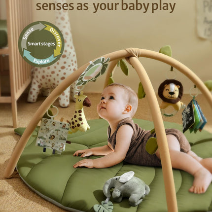 Oversize Leaf Shaped Baby Play Gym & Activity Mat with 6 Detachable Toys