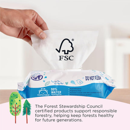 99% Water Baby Wipes, Fragrance Free, 72 Count, Pack of 6