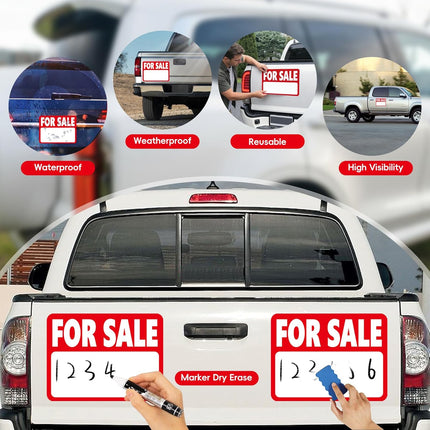 2-Pack Magnetic For Sale Vehicle Signs with Dry Erase Surface