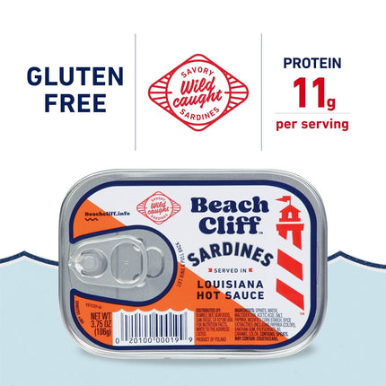 Wild Caught Sardines in Louisiana Hot Sauce, 3.75 oz Can