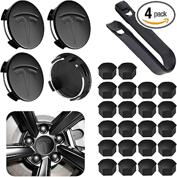 4-Pack 56mm Wheel Center Hub Cap Kit with Lug Nut Covers