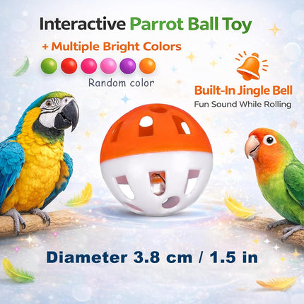 15-Pack Colorful Bird Jingle Ball Toys, 1.5 in