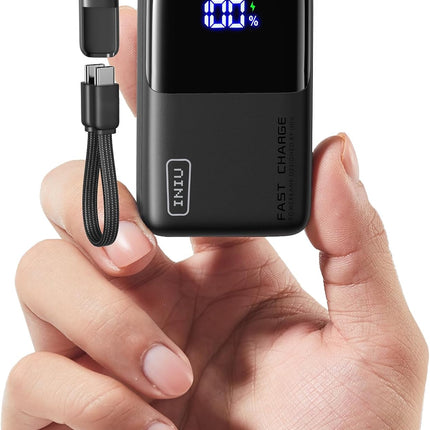 Ultra Mini 10000mAh 45W USB-C Portable Charger with Detachable Cable
