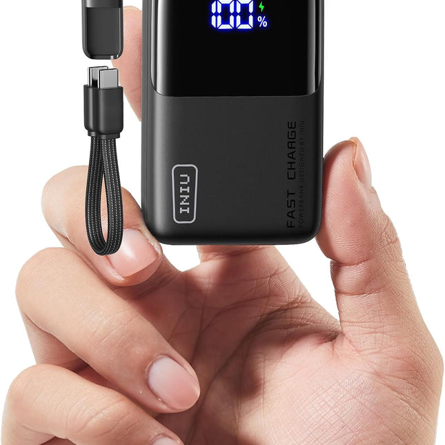 Ultra Mini 10000mAh 45W USB-C Portable Charger with Detachable Cable