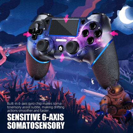 Wireless Controllers for PS4/Pro/Slim/PC, Bluetooth Gamepad with Non-Slip Grip and USB-C Cable