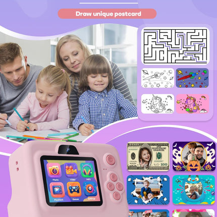 Pink 1080P Kids Instant Print Camera