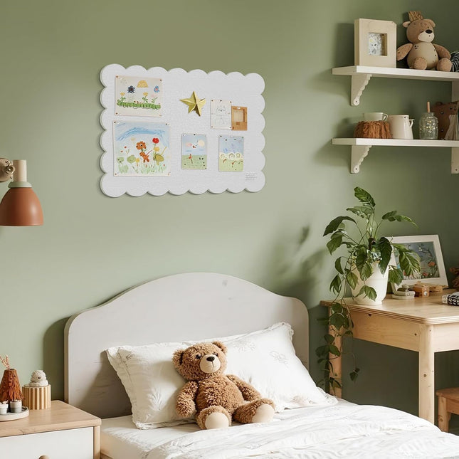 Scalloped Felt Bulletin Board, 24 x 18 Inches, White