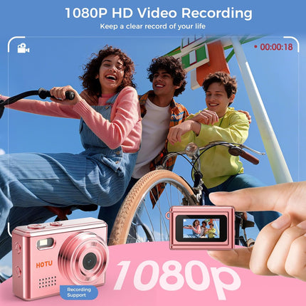 Mini Keychain Digital Camera, 2MP 1080P, Rose Gold