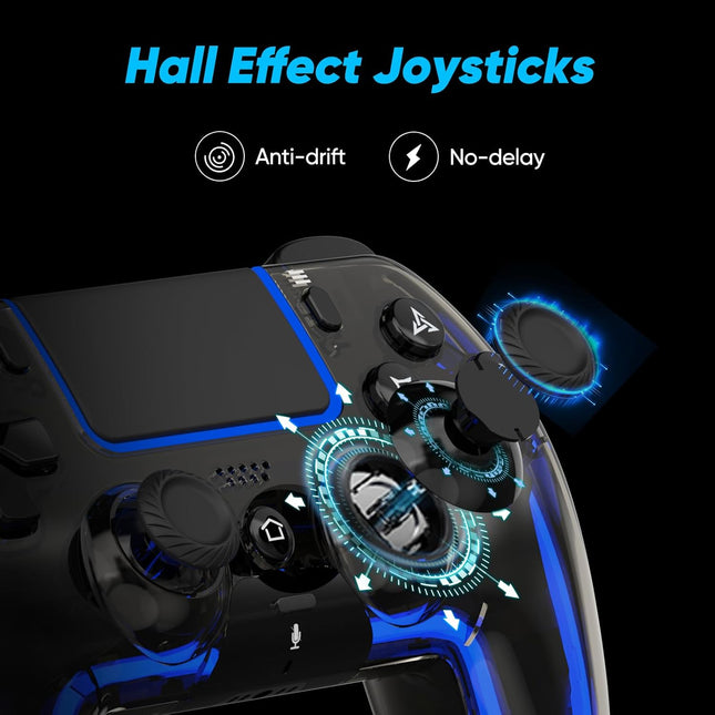 Wireless Hall Effect Game Controller with LED Lighting