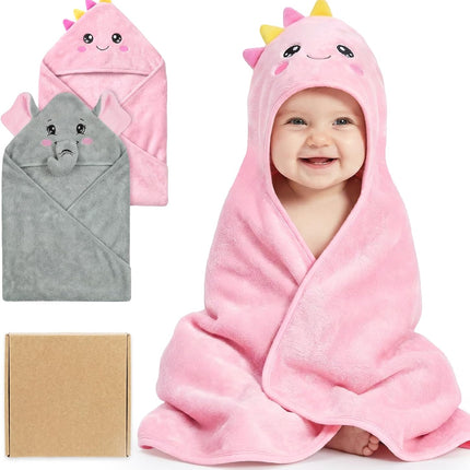 2-Pack Ultra Soft Hooded Baby Towels for Newborns, Infants, and Toddlers