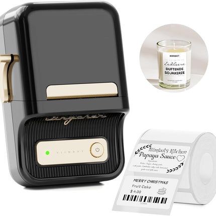 B21 Portable Thermal Label Maker, Inkless Label Printer with 50x30mm White Labels, iOS & Android Compatible, Black