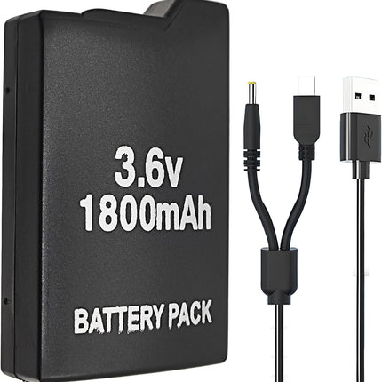 Replacement Battery Pack for 1000/1001 Handheld Console, Model PSP-110, 3.6V 1800mAh with Charger Cable
