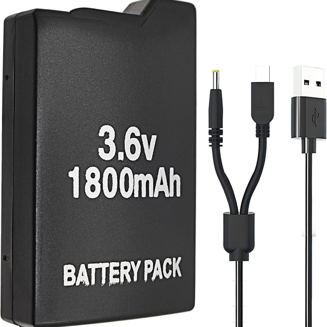 Replacement Battery Pack for 1000/1001 Handheld Console, Model PSP-110, 3.6V 1800mAh with Charger Cable