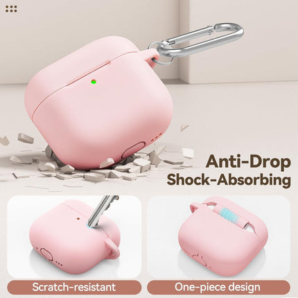 Soft Pink Silicone Protective Case Cover for 4th Generation Earbud Case with Flower Chain