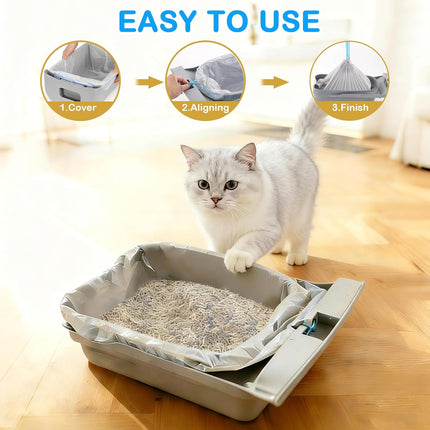 120 Count Heavy Duty Drawstring Cat Litter Box Bags, 27" x 13"