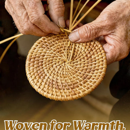 Natural Rattan Coasters with Holder
