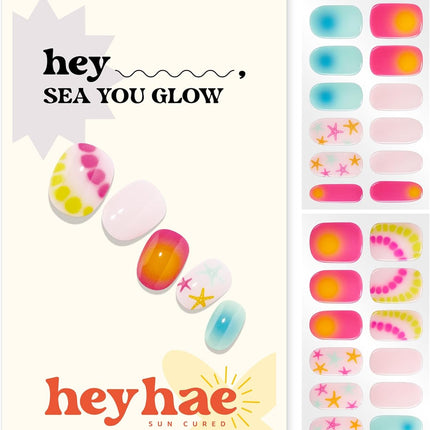 Semi Cured Gel Nail Strips - Neon Ombre, No LED Lamp Needed