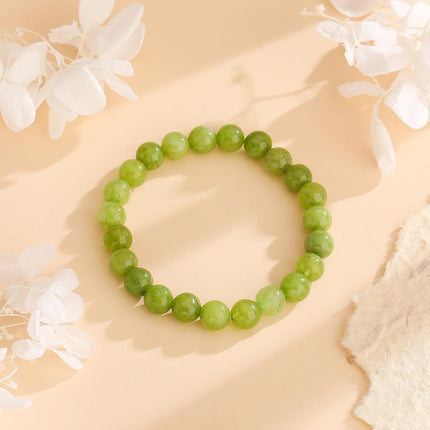 August Birthstone Peridot Stretch Beaded Bracelet