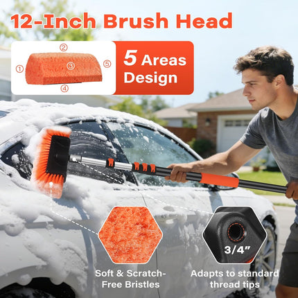 DriveForge ForjaRuta Car Wash Brush with Long Handle,144" Scratch-Free Soft Bristle Car — Auto & Moto
