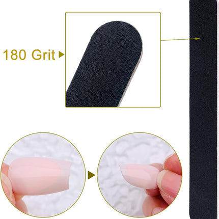 10-Piece Double-Sided 100/180 Grit Black Emery Nail File Set