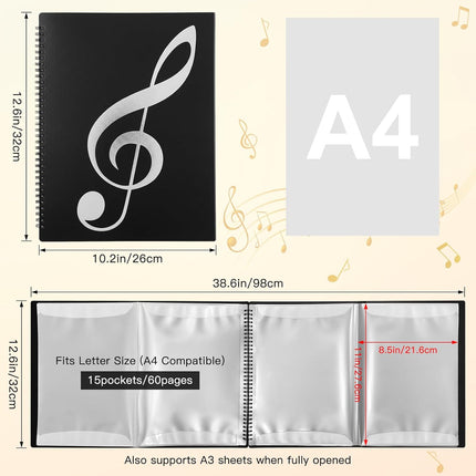 SourceToHome FuenteACasa 4 Page Expand Sheet Music Folder, 60 Pockets Music Binder — Home & Lifestyle