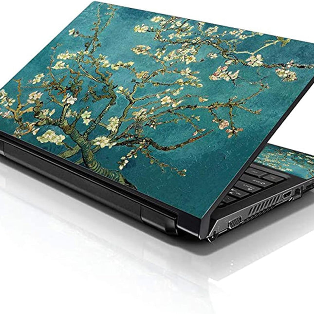 17-17.3 Inch Laptop Skin Cover with Colorful Almond Trees Pattern and 2 Wrist Pads