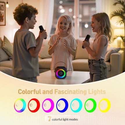 Mini Karaoke Machine with 2 Wireless Microphones