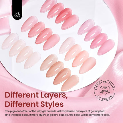 Nude Gel Nail Polish Set - 6 Sheer Jelly Colors