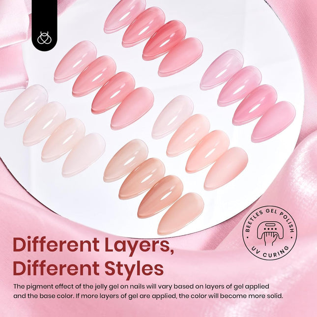 Nude Gel Nail Polish Set - 6 Sheer Jelly Colors