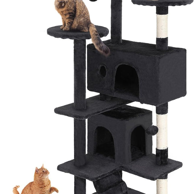 54-Inch Dark Gray Multi-Level Cat Tree Tower