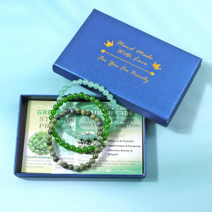 3-Piece 6mm Natural Crystal Gemstone Stretch Bracelets