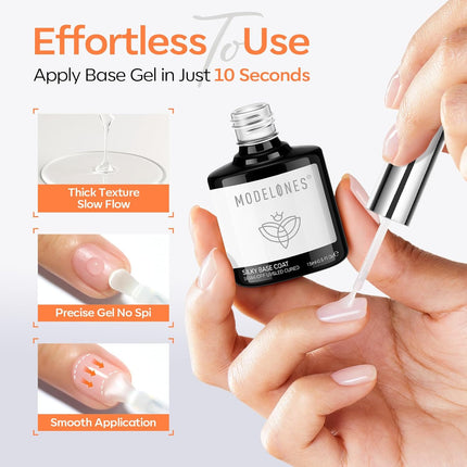 Clear Gel Base and No Wipe Glossy Top Coat Set, 15 ML