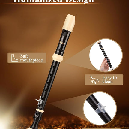 Soprano Recorder for Beginners and Kids, Baroque Style C Key, Brown ABS 3-Piece Set