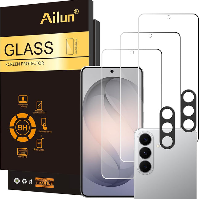 Glass Screen Protector for S26+ / S26 Plus 6.7 Inch, 3 Pack + 2 Camera Lens Protectors
