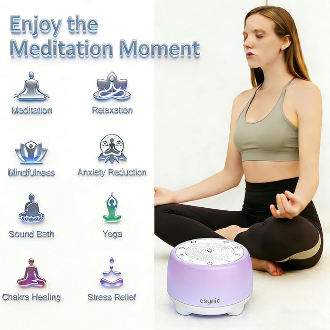 Rechargeable Tibetan Singing Bowl White Noise Machine with Night Light