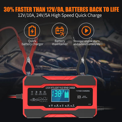 10-Amp 12V/24V Automatic Smart Battery Charger
