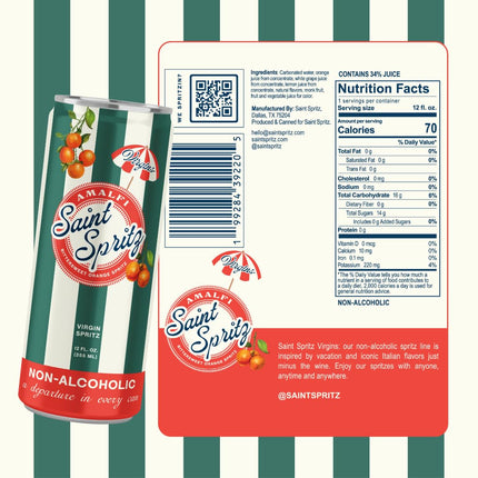 SourceToHome FuenteACasa Virgin Amalfi Spritz (12-Pack) – Bittersweet Orange Non-Alcoholic Spritz — Home & Lifestyle