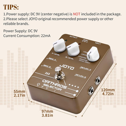 Dual Effects Line Selector Guitar Pedal, 6-Mode A/B Switcher with Independent Volume Control and Bypass