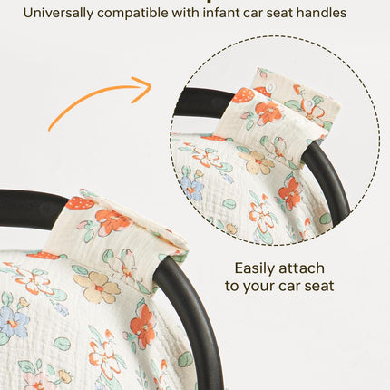 100% Muslin Cotton Baby Car Seat Cover - Strawberry