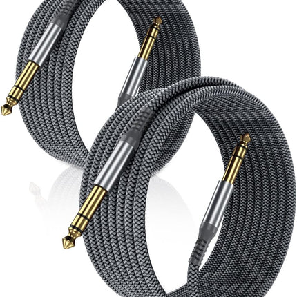 1/4 Inch TRS Instrument Guitar Cable 10 ft, 2 Pack