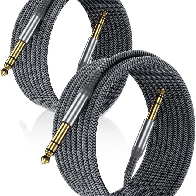 1/4 Inch TRS Instrument Guitar Cable 10 ft, 2 Pack