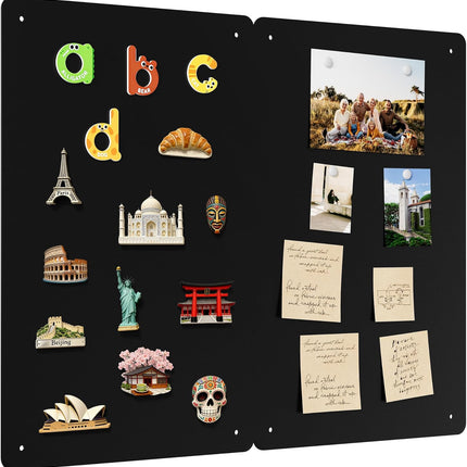 2 Pack Magnetic Board for Wall, 17.5" x 11.4", Black