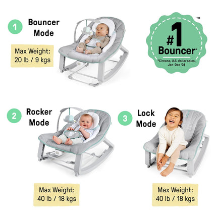 Keep Cozy 3-in-1 Grow-with-Me Vibrating Baby Bouncer, Rocker & Toddler Seat