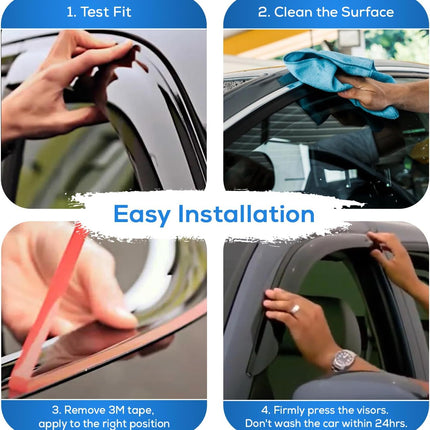 Out-Channel Window Visors for 2003-2008 Corolla, 4-Piece Rain Guard Set