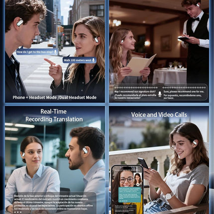 AI Real-Time Translation Earbuds, 164 Languages, 5-in-1 Translator Headphones