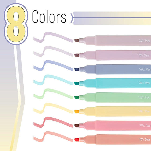 Aesthetic No-Bleed Highlighters, 8 Pack, Candy Colors