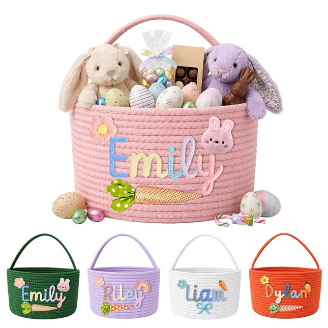 Personalized Easter Basket Cotton Rope Tote, Color03