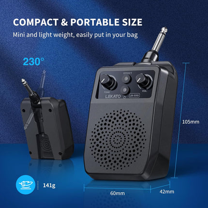Mini 5W Portable Electric Guitar Combo Amp with Bluetooth and 4 Built-In Effects, Black